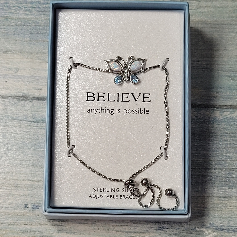 Silver Butterfly Adjustable Bracelet - image 1